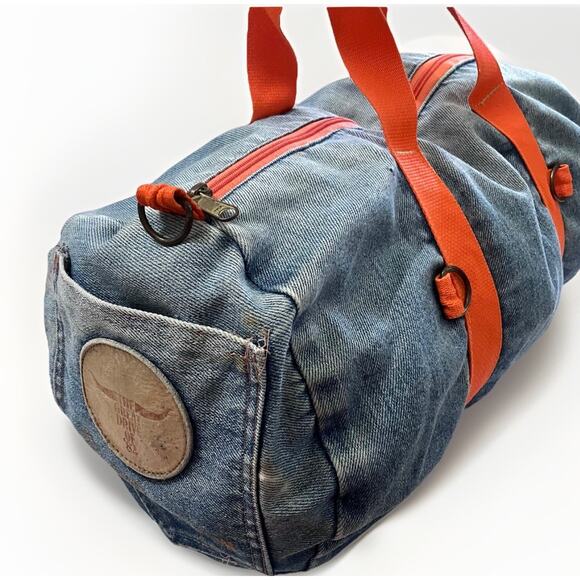 VTG Denim Barrel Duffel Bag 1982 Great Drive Camelback Inn Resort Golf Club - Picture 1 of 8